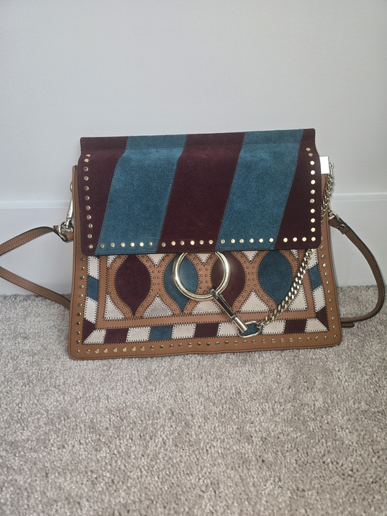 Chloe Handbags - Chloe Patchwork Suede and Leather Crossbody in Teal, Burgundy and Tan